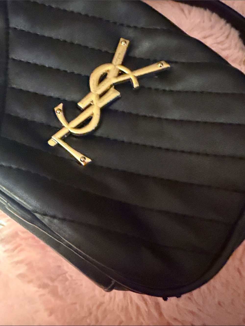 Black Quilted Crossbody with Gold Logo Hardware - Picture 7 of 8